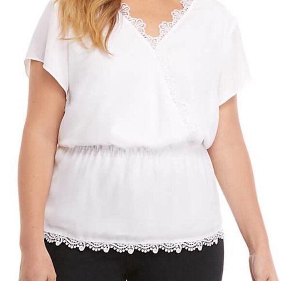THE LIMITED Plus Size Faux Wrap Lace Blouse White size 0X - Picture 1 of 8